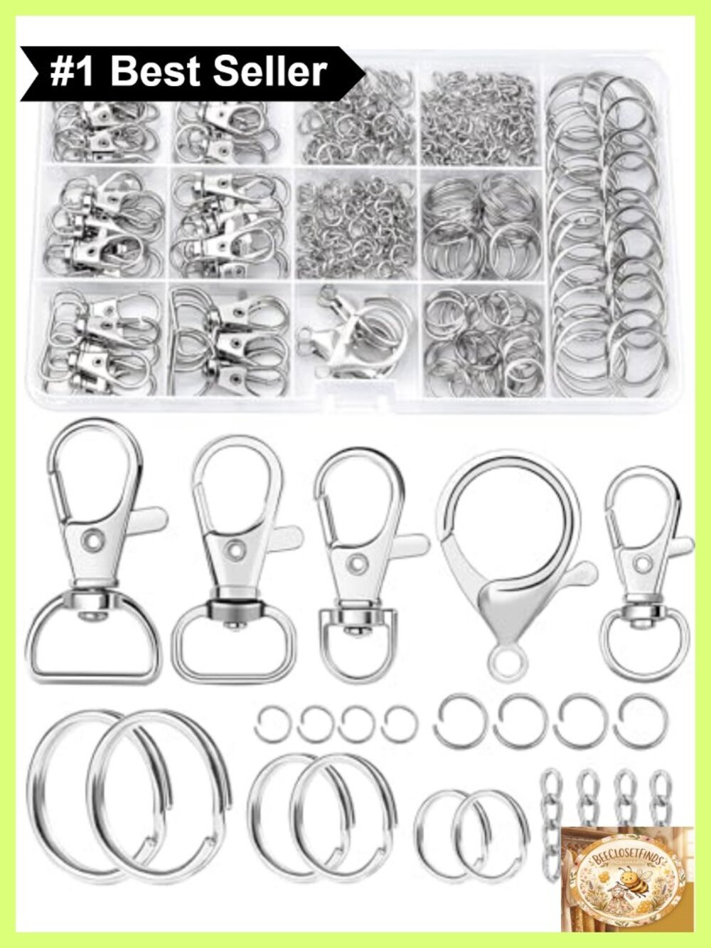 325PCS Keychain Making Kit Zinc Alloy Lobster Clasp Rings DIY Crafts